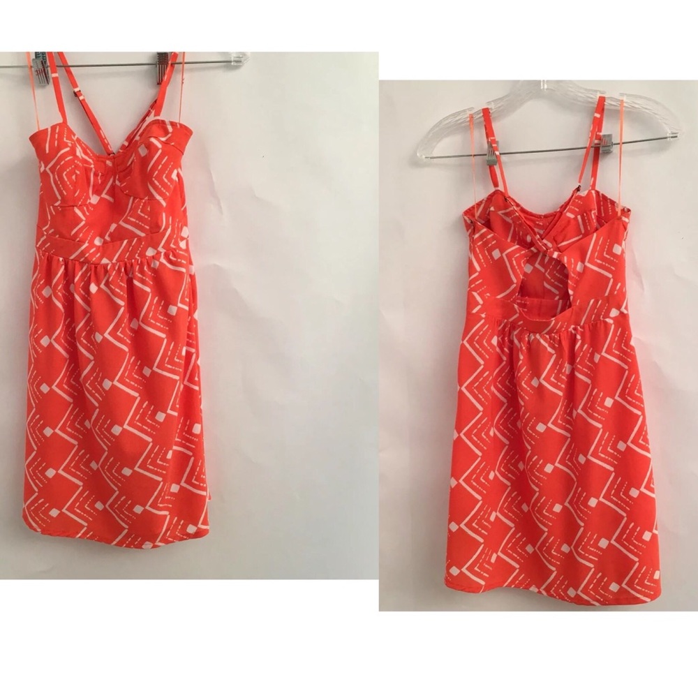 Oneill Dress Crossed Straps  SZ 1 Orange & White